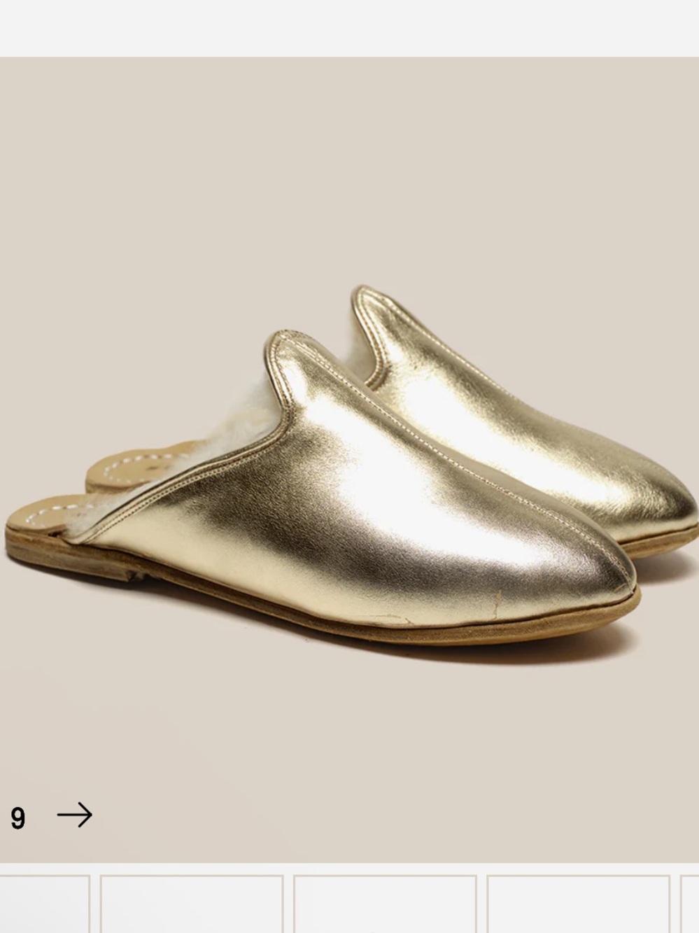 Sabah Shearling Baba Metallic Gold Fur-Lined Slip-On Mules